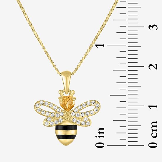 Womens Genuine Yellow Citrine 14K Gold Over Brass 16 Inch Pendant Necklace