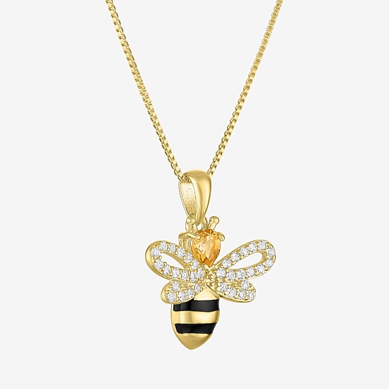 Womens Genuine Yellow Citrine 14K Gold Over Brass 16 Inch Pendant Necklace