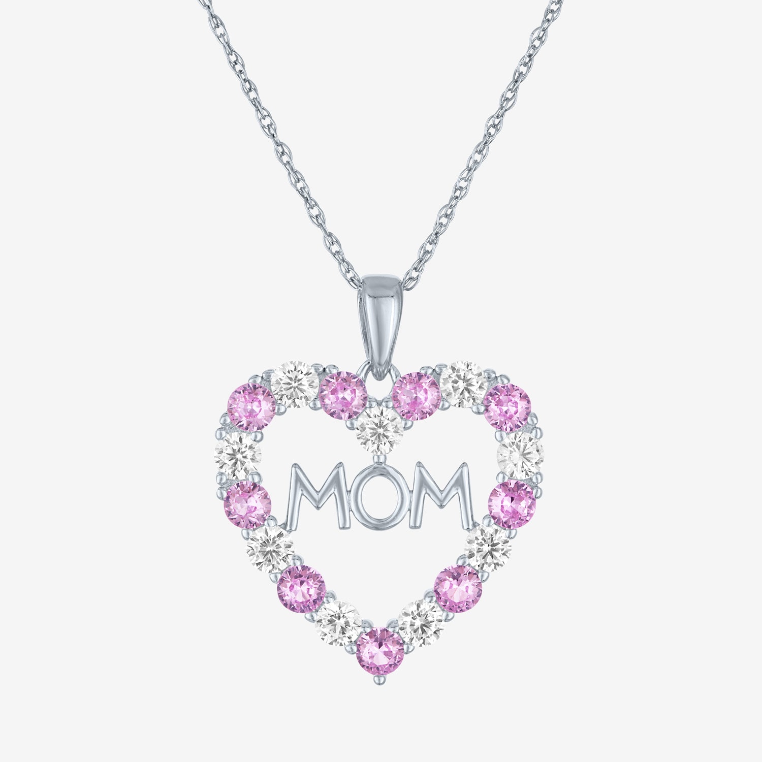 Womens Lab Created Pink Sapphire Pure Silver Over Brass Heart 16 Inch Pendant Necklace