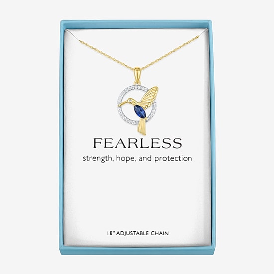 Womens Lab Created Blue Sapphire 14K Gold Over Brass 16 Inch Pendant Necklace