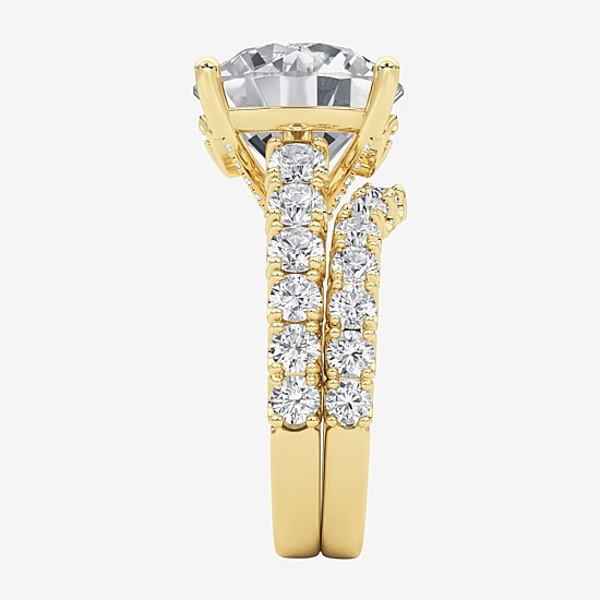 Grown Gorgeous (F / Vs2) Womens 8 1/4 Ct. T.W. Lab Grown White Diamond 14K Gold Round Side Stone Bridal Set