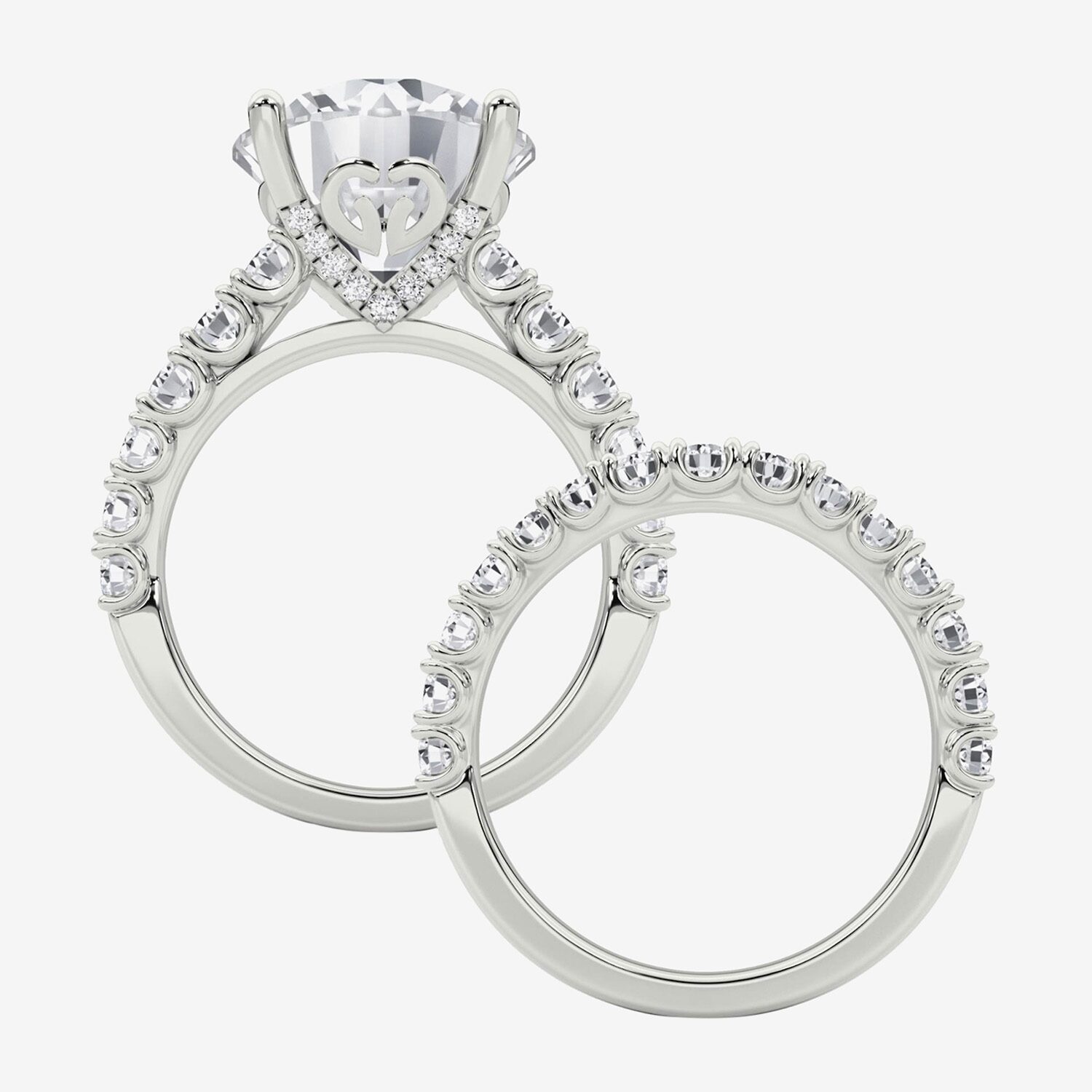 Grown Gorgeous (F / Vs2) Womens 8 1/4 Ct. T.W. Lab White Diamond 14K Gold Round Side Stone Bridal Set