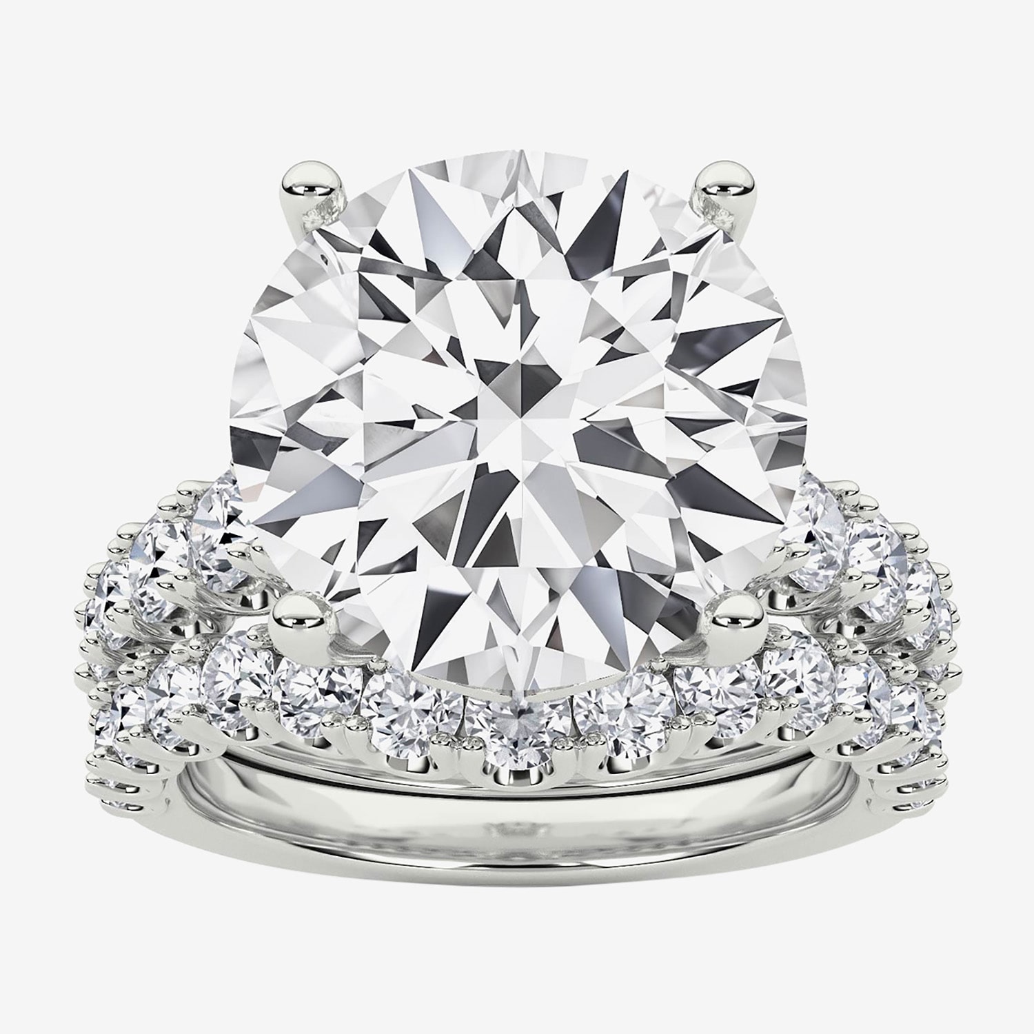 Grown Gorgeous (F / Vs2) Womens 8 1/4 Ct. T.W. Lab White Diamond 14K Gold Round Side Stone Bridal Set
