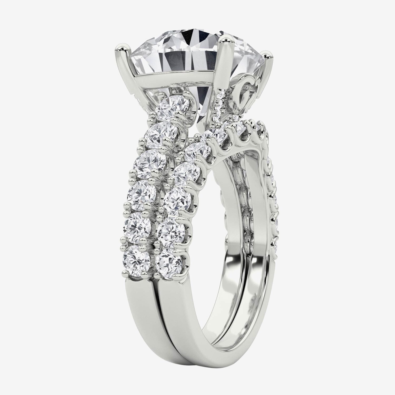 Grown Gorgeous (F / Vs2) Womens 8 1/4 Ct. T.W. Lab White Diamond 14K Gold Round Side Stone Bridal Set