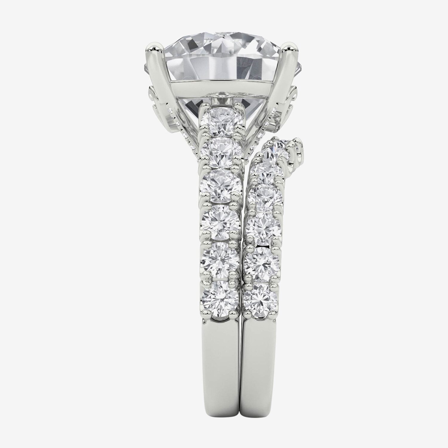 Grown Gorgeous (F / Vs2) Womens 8 1/4 Ct. T.W. Lab White Diamond 14K Gold Round Side Stone Bridal Set
