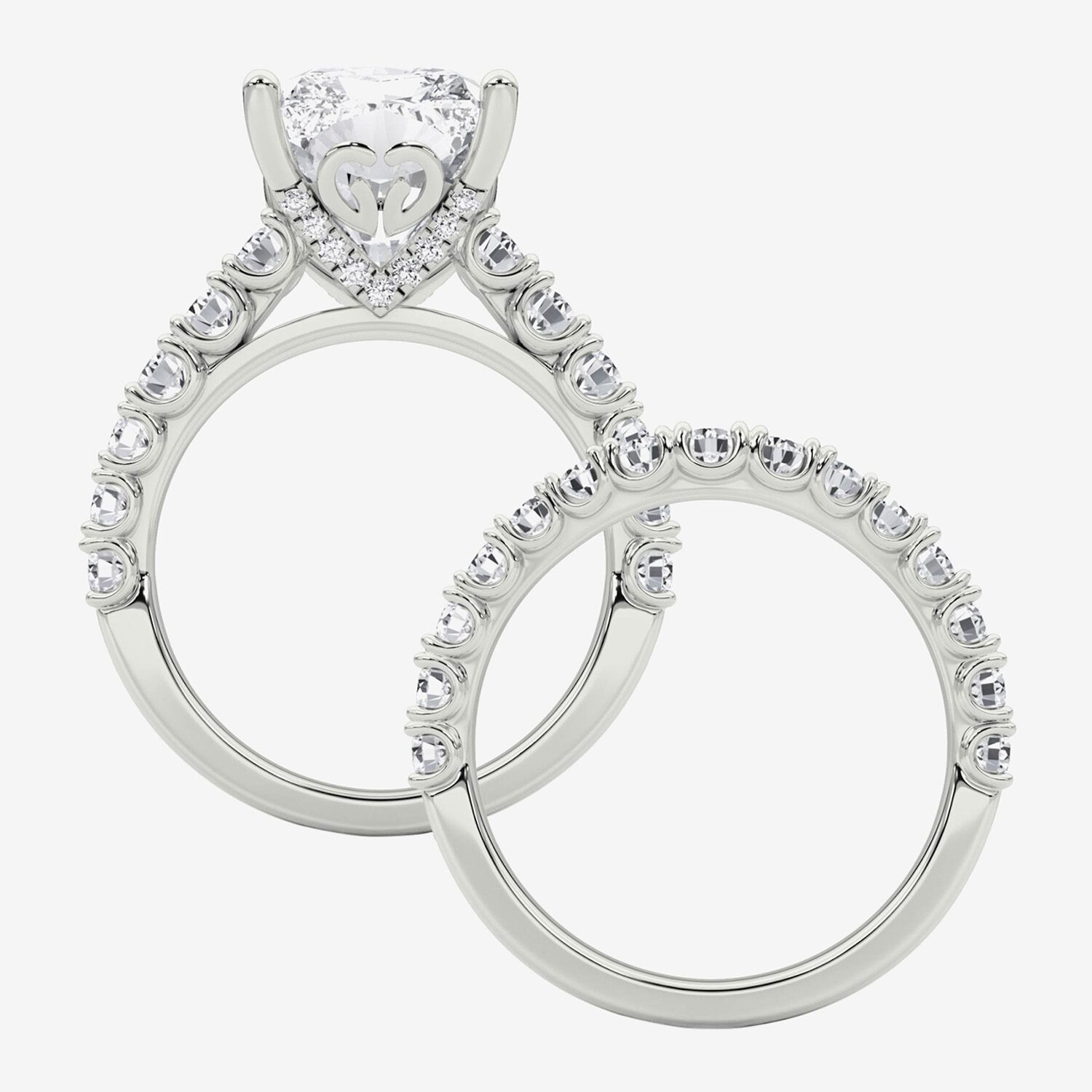 Grown Gorgeous (F / Vs2) Womens 1/ Ct. T.W. Lab White Diamond 14K Gold Rectangular Side Stone Bridal Set