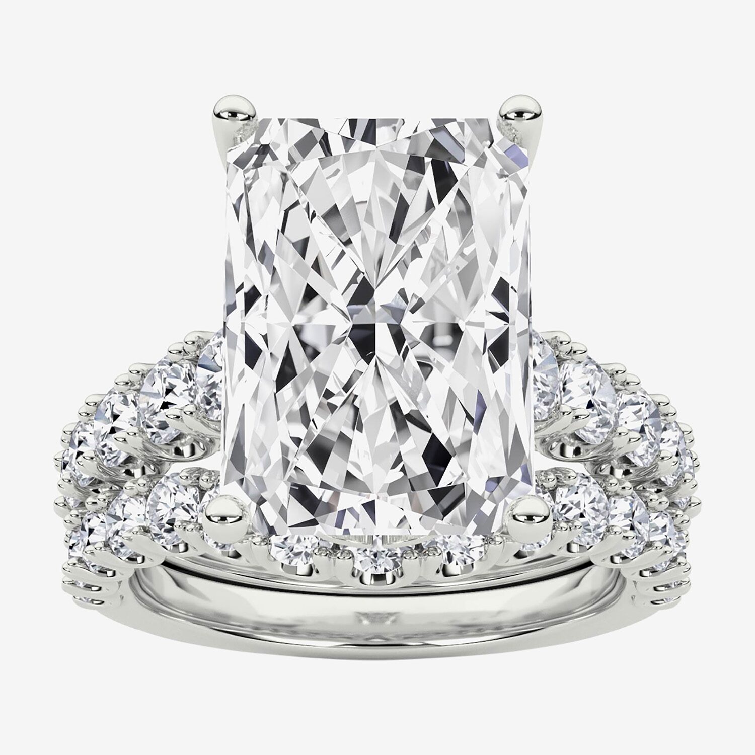Grown Gorgeous (F / Vs2) Womens 1/ Ct. T.W. Lab White Diamond 14K Gold Rectangular Side Stone Bridal Set