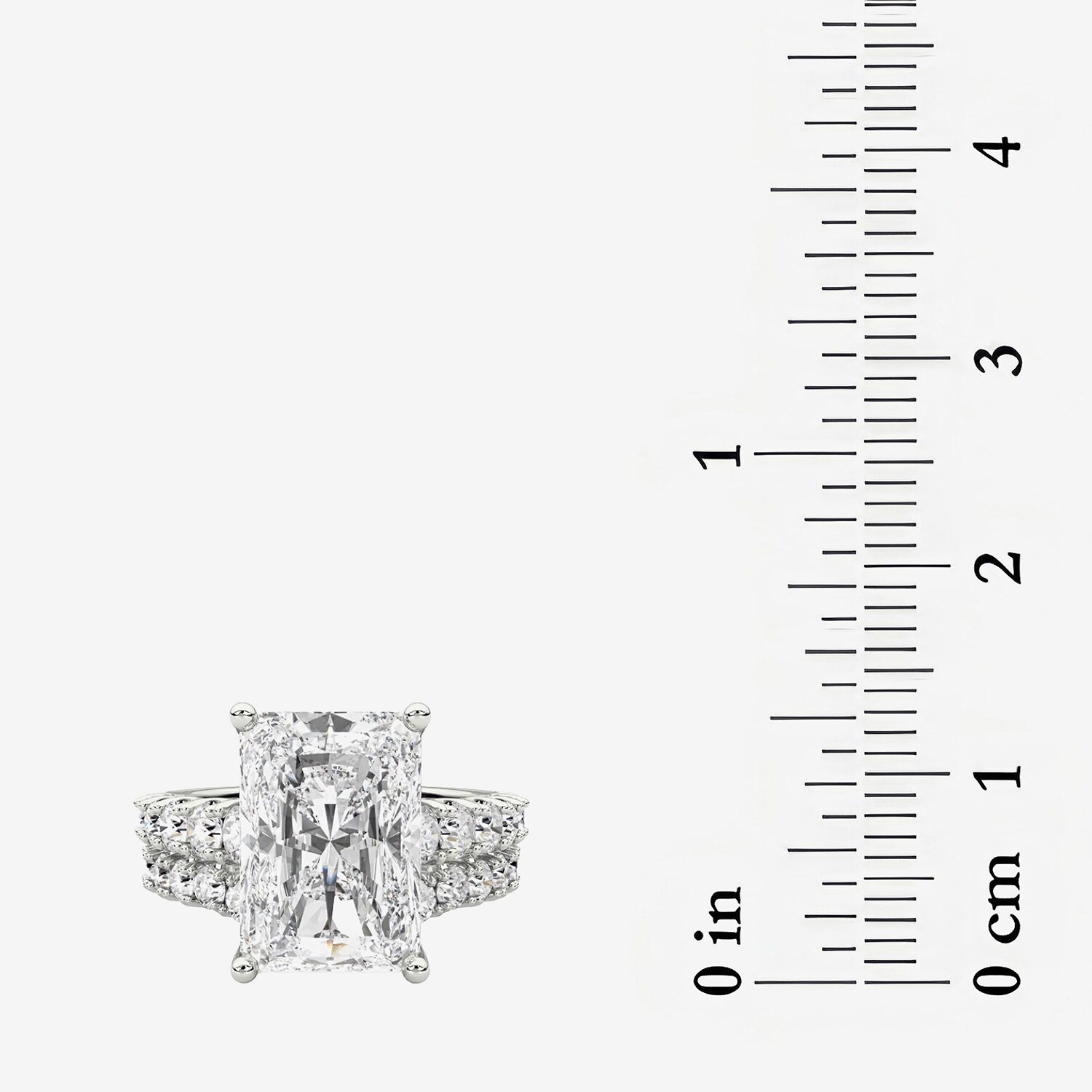 Grown Gorgeous (F / Vs2) Womens 1/ Ct. T.W. Lab White Diamond 14K Gold Rectangular Side Stone Bridal Set