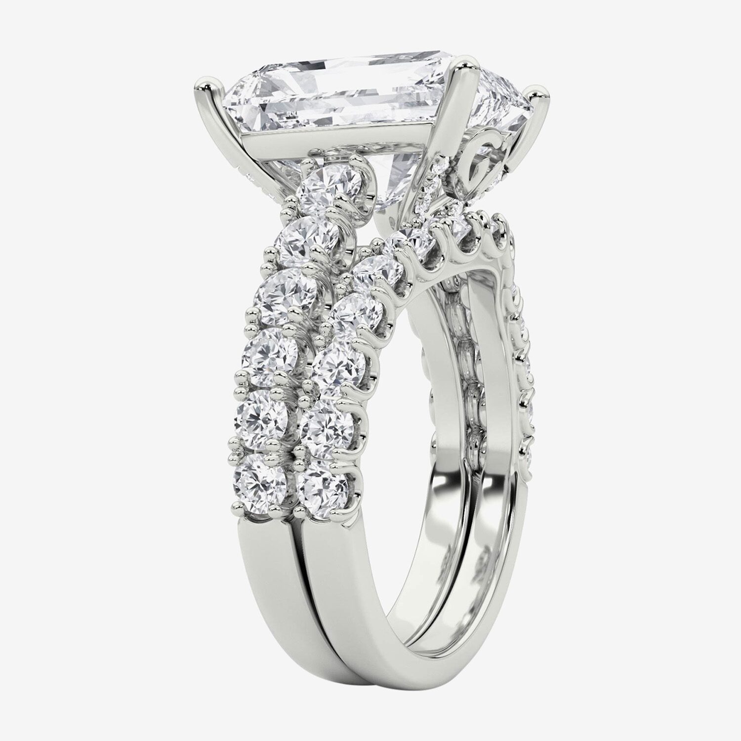 Grown Gorgeous (F / Vs2) Womens 1/ Ct. T.W. Lab White Diamond 14K Gold Rectangular Side Stone Bridal Set
