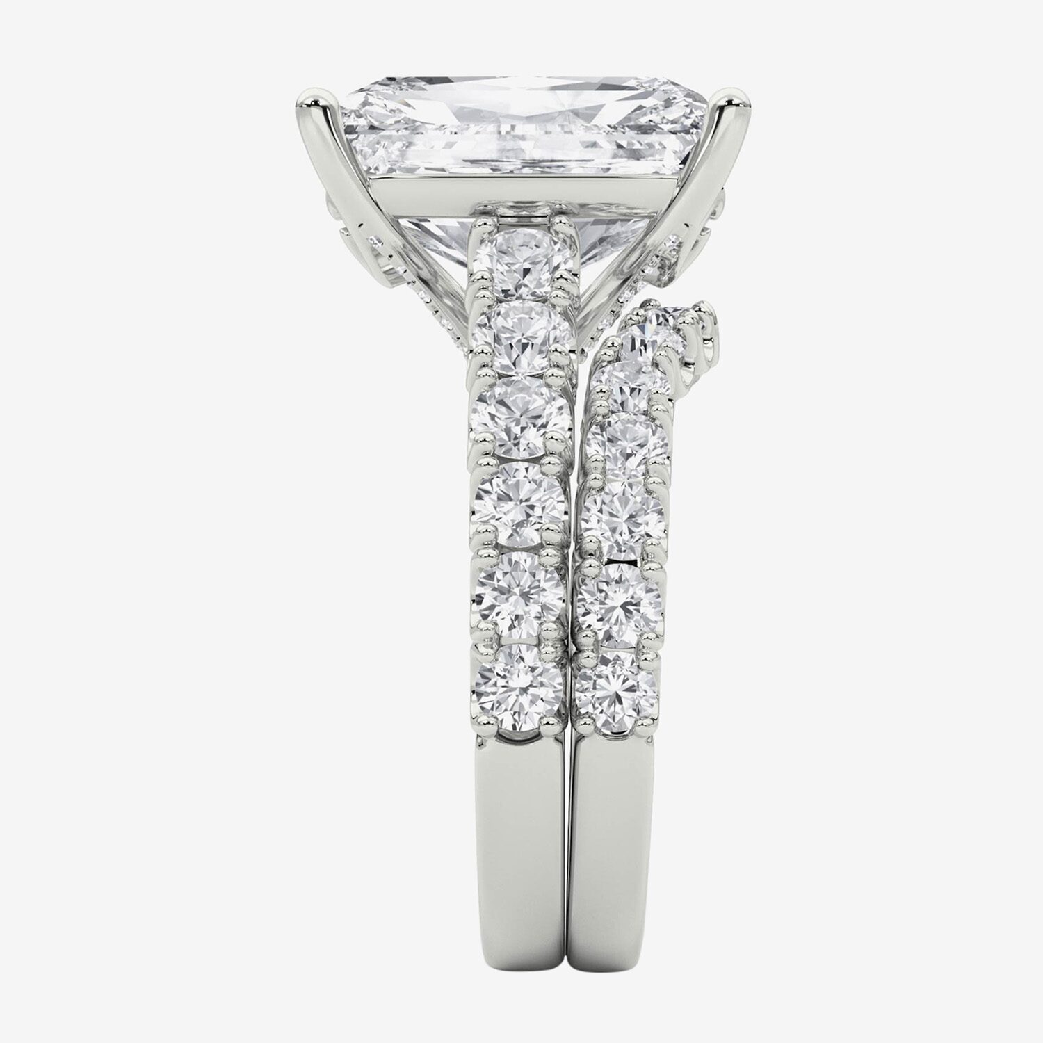 Grown Gorgeous (F / Vs2) Womens 1/ Ct. T.W. Lab White Diamond 14K Gold Rectangular Side Stone Bridal Set