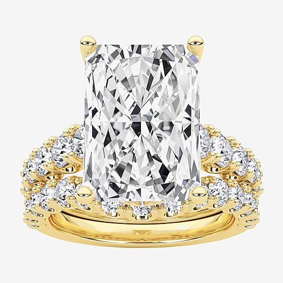 Grown Gorgeous (F / Vs2) Womens 7 1/5 Ct. T.W. Lab Grown White Diamond 14K Gold Rectangular Side Stone Bridal Set
