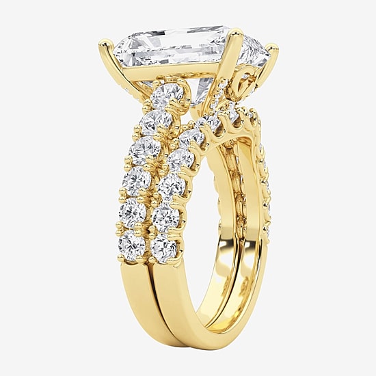 Grown Gorgeous (F / Vs2) Womens 7 1/5 Ct. T.W. Lab Grown White Diamond 14K Gold Rectangular Side Stone Bridal Set
