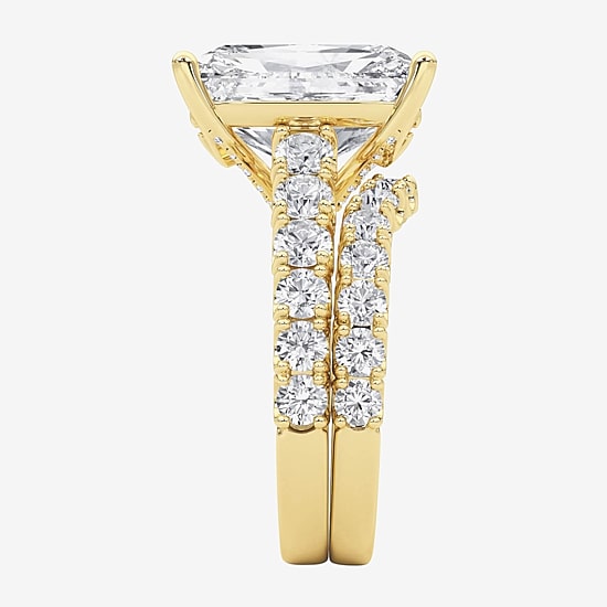Grown Gorgeous (F / Vs2) Womens 7 1/5 Ct. T.W. Lab Grown White Diamond 14K Gold Rectangular Side Stone Bridal Set