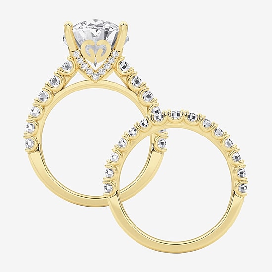 Grown Gorgeous (F / Vs2) Womens 8 1/4 Ct. T.W. Lab Grown White Diamond 14K Gold Oval Side Stone Bridal Set