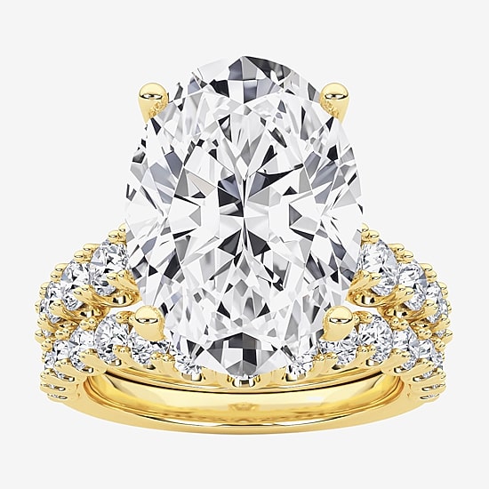 Grown Gorgeous (F / Vs2) Womens 8 1/4 Ct. T.W. Lab Grown White Diamond 14K Gold Oval Side Stone Bridal Set