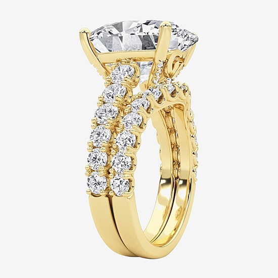 Grown Gorgeous (F / Vs2) Womens 8 1/4 Ct. T.W. Lab Grown White Diamond 14K Gold Oval Side Stone Bridal Set