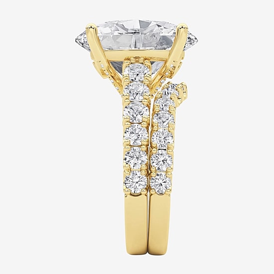Grown Gorgeous (F / Vs2) Womens 8 1/4 Ct. T.W. Lab Grown White Diamond 14K Gold Oval Side Stone Bridal Set