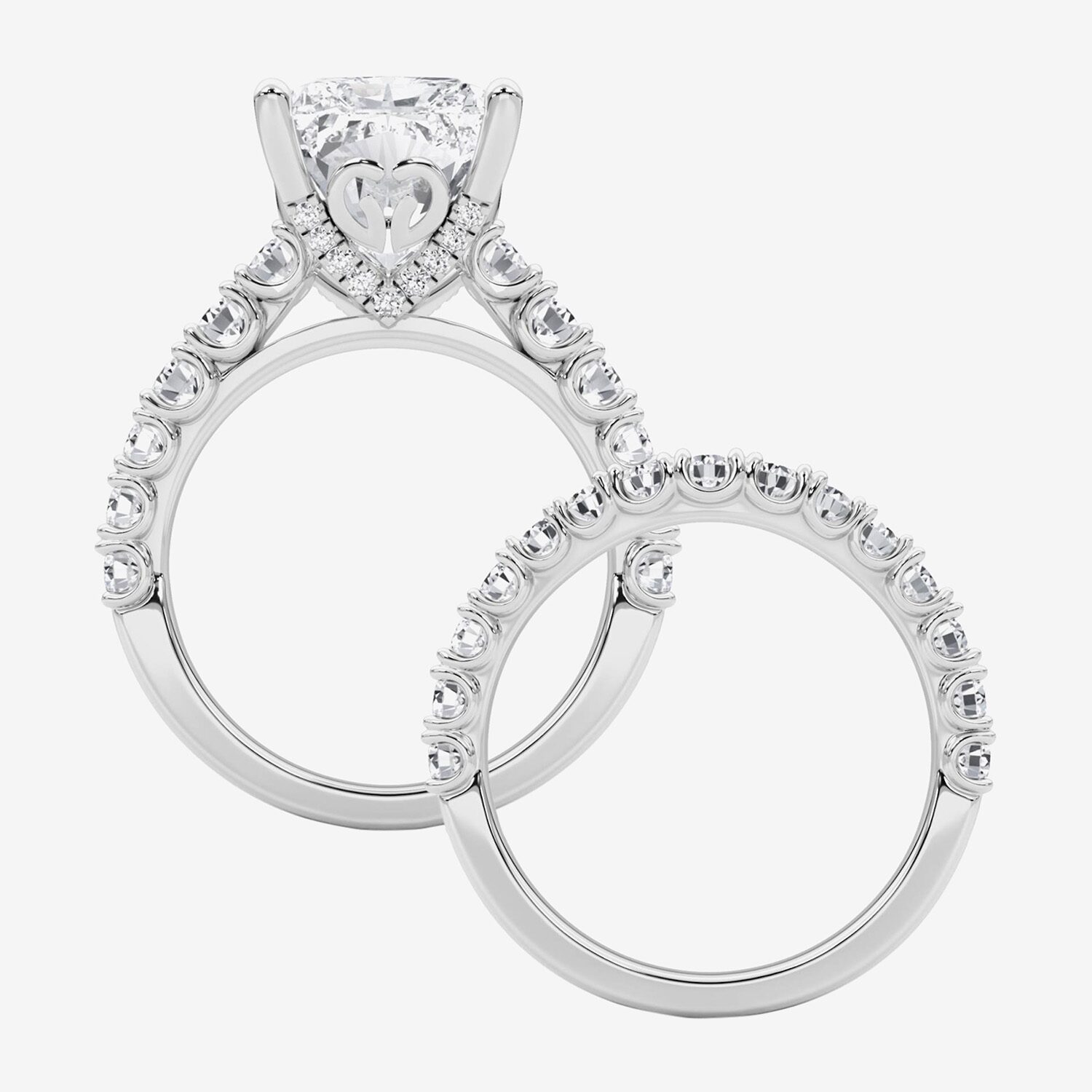 Grown Gorgeous (F / Vs2) Womens 1/ Ct. T.W. Lab White Diamond 14K Gold Rectangular Side Stone Bridal Set