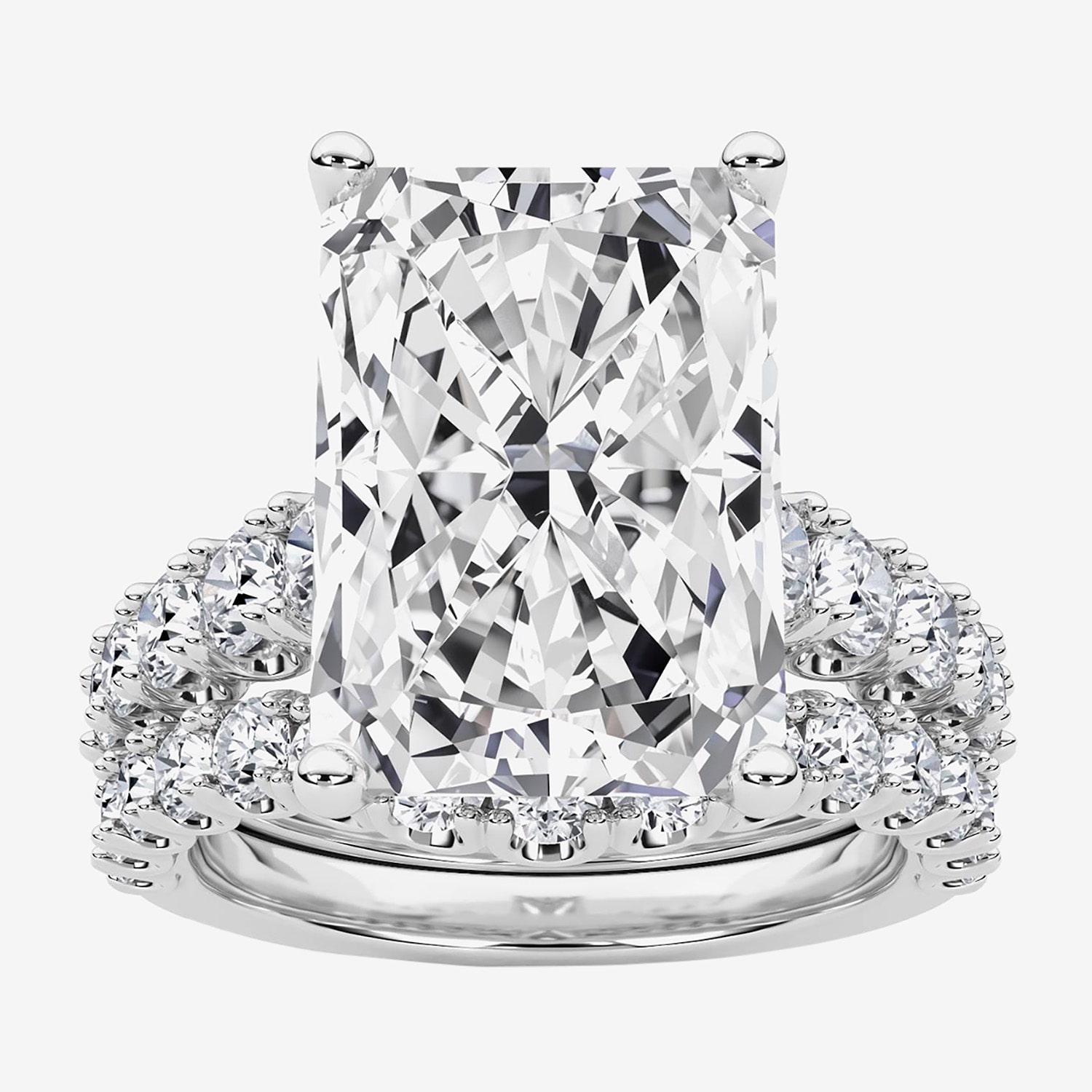 Grown Gorgeous (F / Vs2) Womens 1/ Ct. T.W. Lab White Diamond 14K Gold Rectangular Side Stone Bridal Set