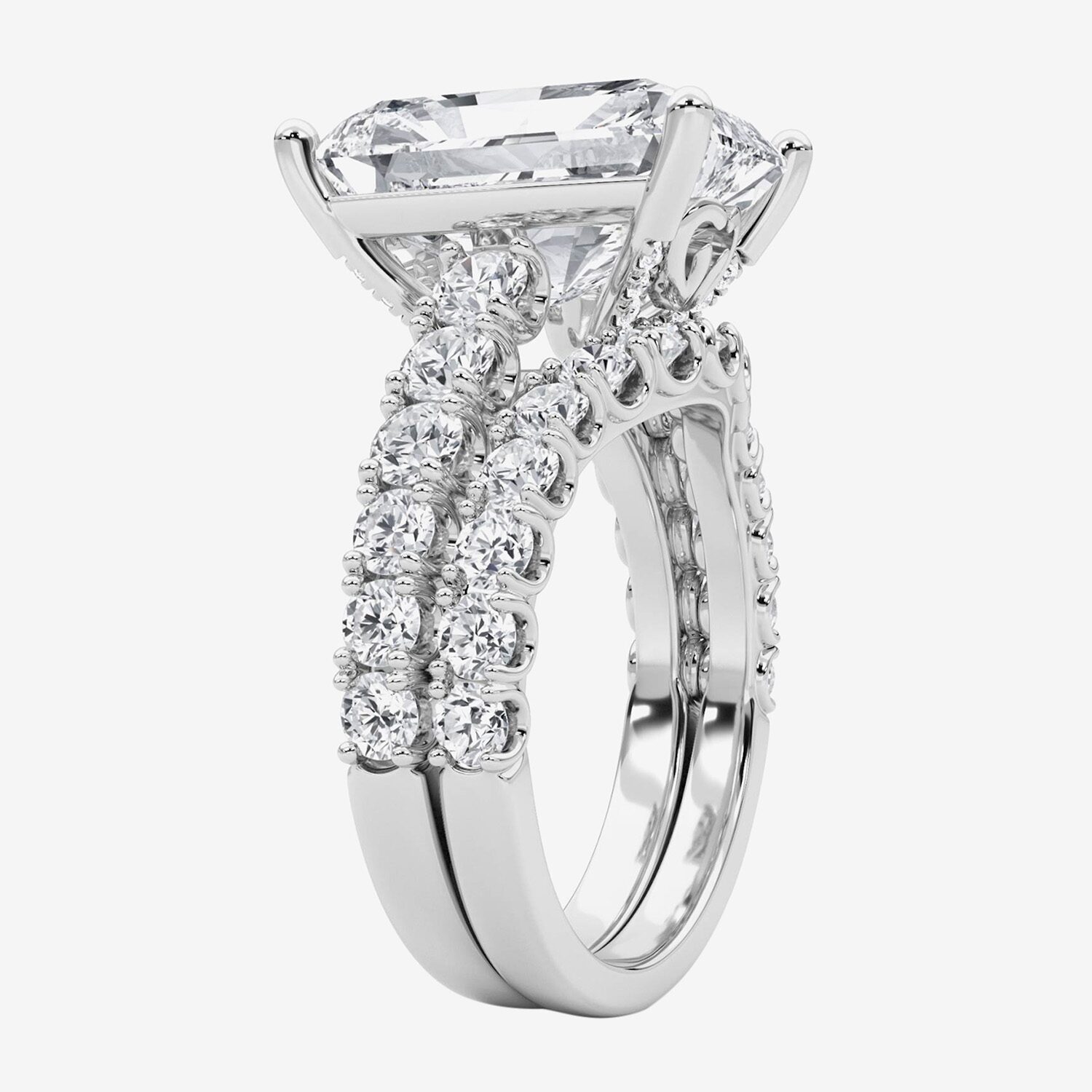 Grown Gorgeous (F / Vs2) Womens 1/ Ct. T.W. Lab White Diamond 14K Gold Rectangular Side Stone Bridal Set