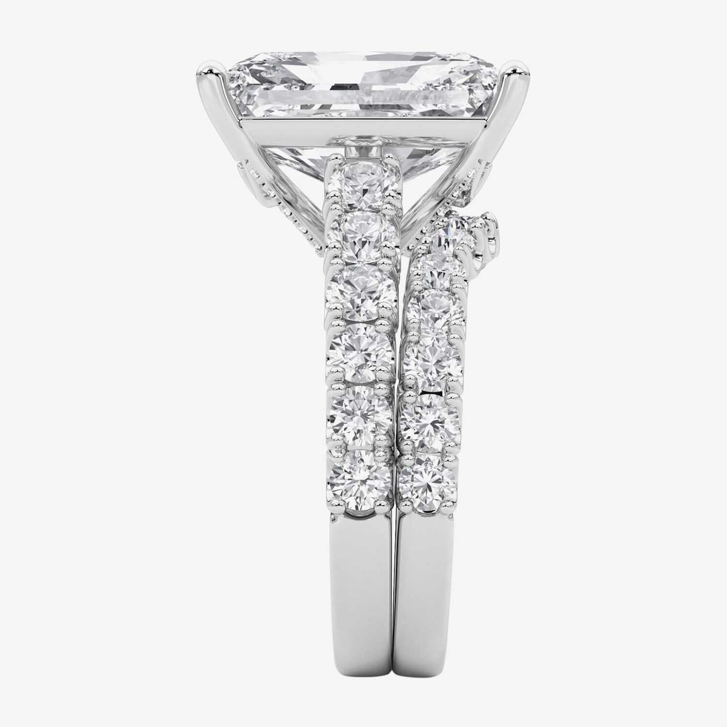 Grown Gorgeous (F / Vs2) Womens 1/ Ct. T.W. Lab White Diamond 14K Gold Rectangular Side Stone Bridal Set