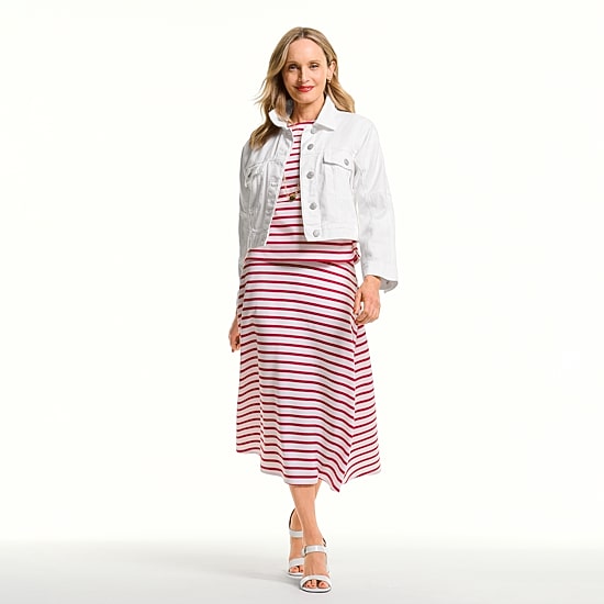 Liz Claiborne 50th Anniversary Collection Striped Tee + Midi Skirt