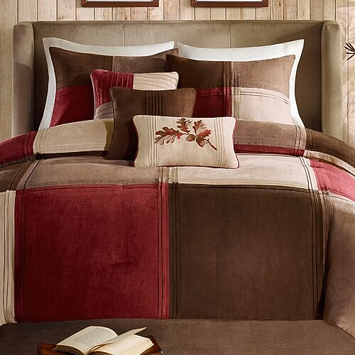 Madison Park Jackson Blocks Faux-Suede 7-Pc. Comforter Set, California King - Red