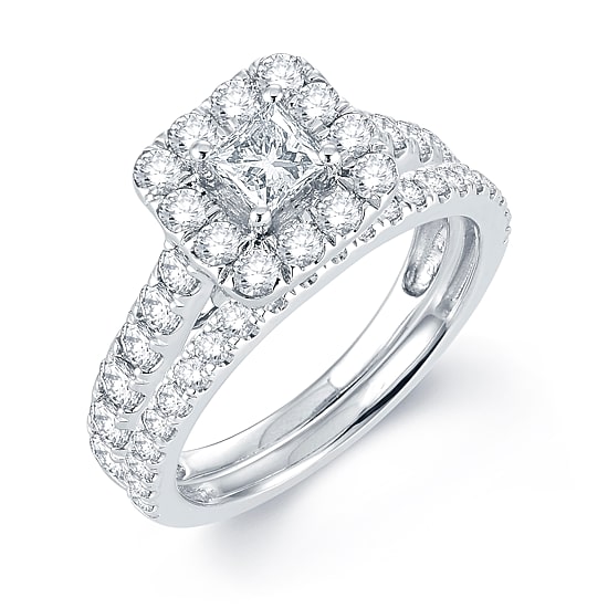 Modern Bride® Signature 2 CT.T.W. Natural Diamond 14K White Gold Engagement Ring