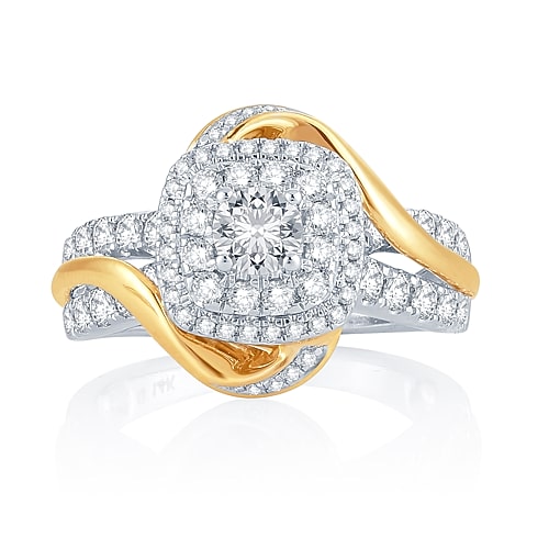 1 1/2 CT.T.W. Natural Diamond 14K Two-Tone Gold Engagement Ring, 8