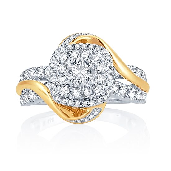 1 1/2 CT.T.W. Natural Diamond 14K Two-Tone Gold Engagement Ring