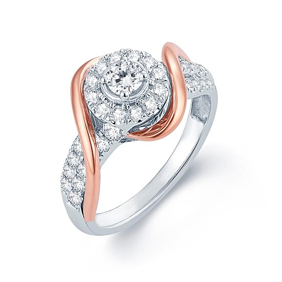 1 CT.T.W. Natural Diamond 14K Two-Tone Gold Engagement Ring