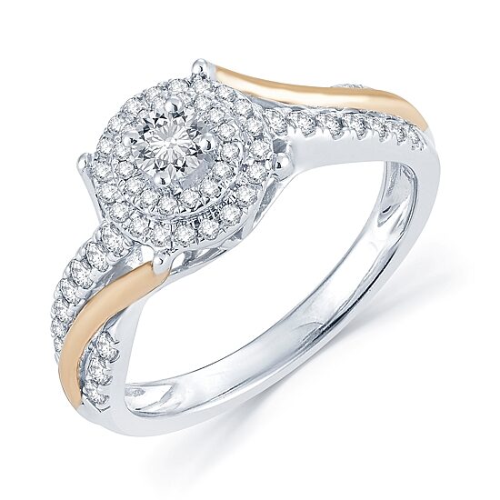1/2 CT.T.W. Natural Diamond 14K Two-Tone Gold Engagement Ring