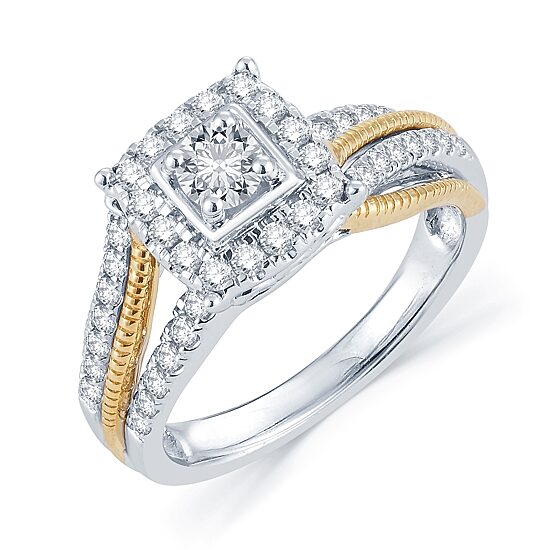 3/4 CT.T.W. Natural Diamond 14K Two-Tone Gold Engagement Ring