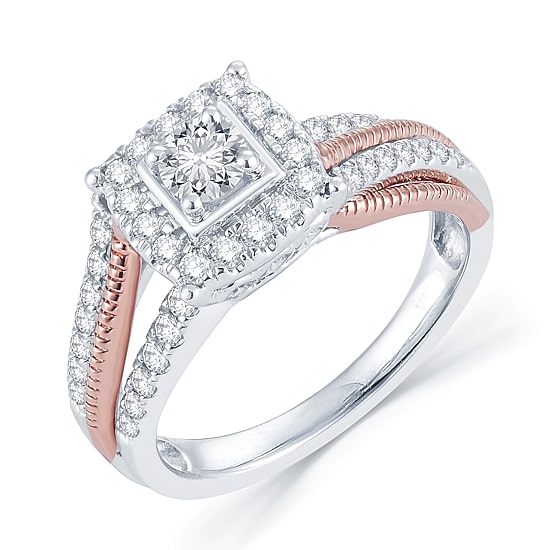 3/4 CT.T.W. Natural Diamond 14K Two-Tone Gold Engagement Ring