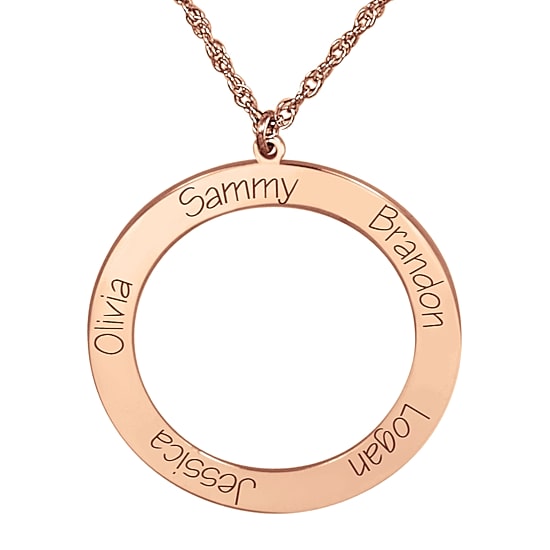 Personalized Open Circle Names Pendant Necklace