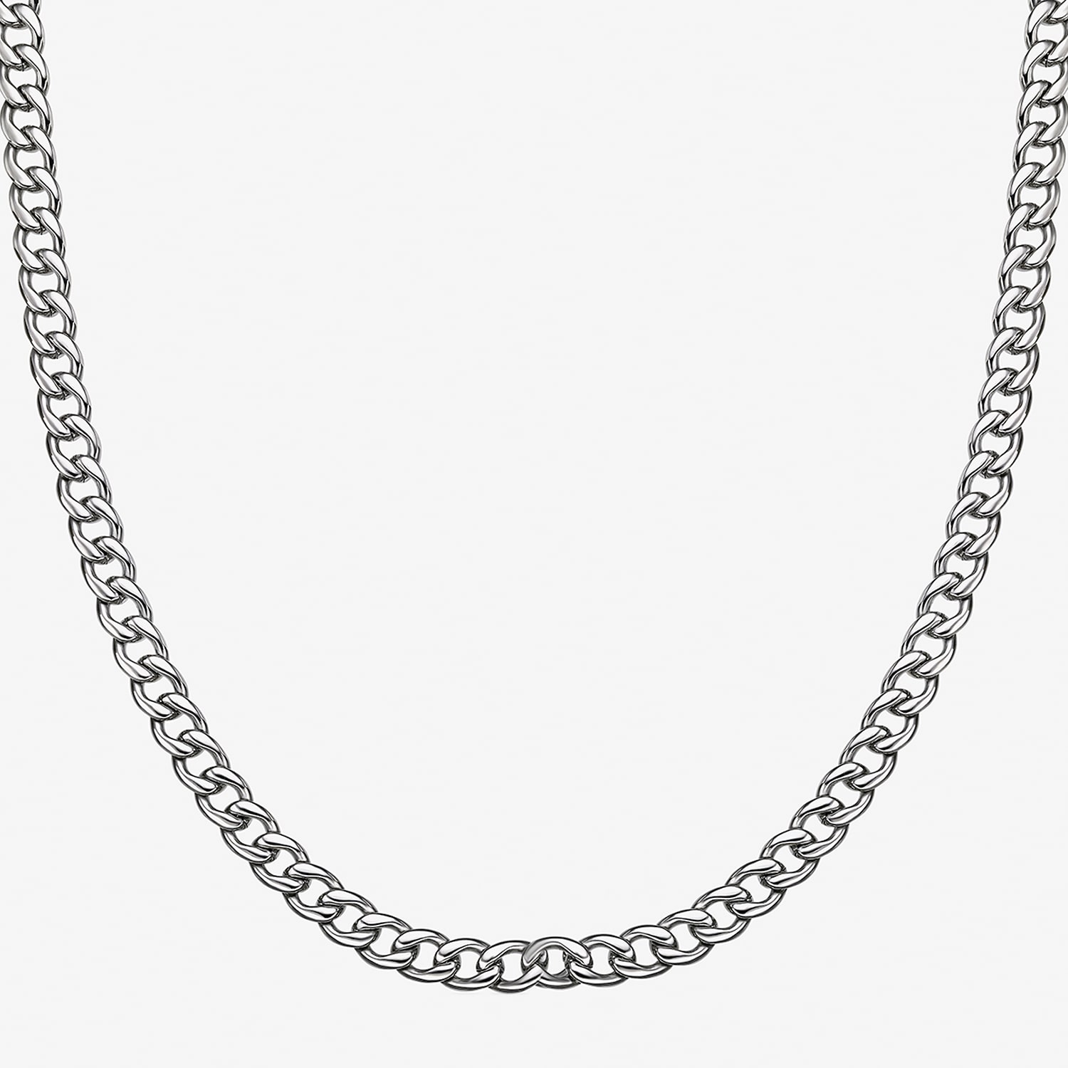 Mens Stainless Steel 7mm Curb Chain Necklace