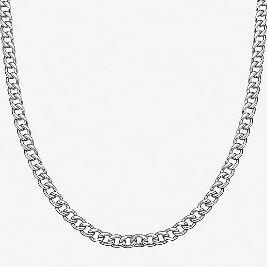 Mens Stainless Steel 7mm Curb Chain Necklace