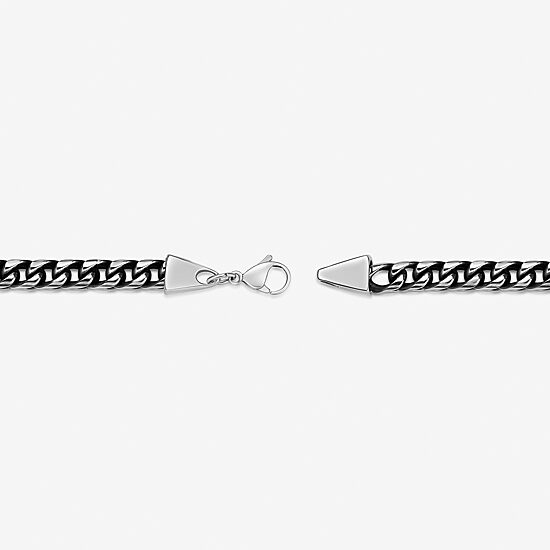 Mens Stainless Steel & Black IP 8mm Foxtail Chain Necklace