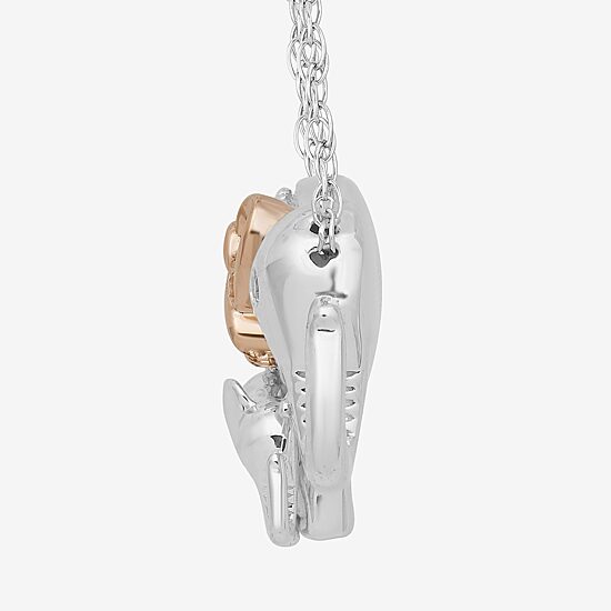 Hallmark Diamonds Mother And Baby Elephant Womens 1/8 CT. T.W. Natural White Diamond 14K Rose Gold Over Silver Sterling Silver Heart 18 Inch Pendant Necklace