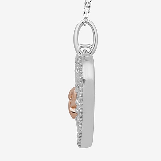 Tree Of Life Womens 1/10 CT. T.W. Natural White Diamond 14K Two Tone Gold Over Silver Sterling Silver Heart 18 Inch Pendant Necklace