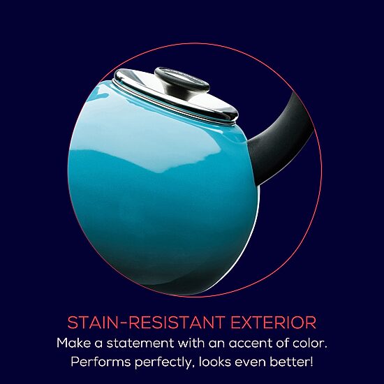 Circulon Enamel On Steel 2-Qt. Whistling Induction Tea Kettle with Flip-Up Spout