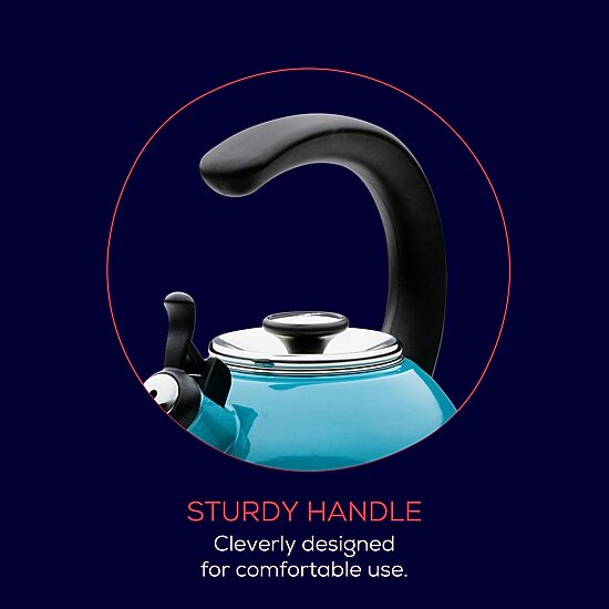Circulon Enamel On Steel 2-Qt. Whistling Induction Tea Kettle with Flip-Up Spout