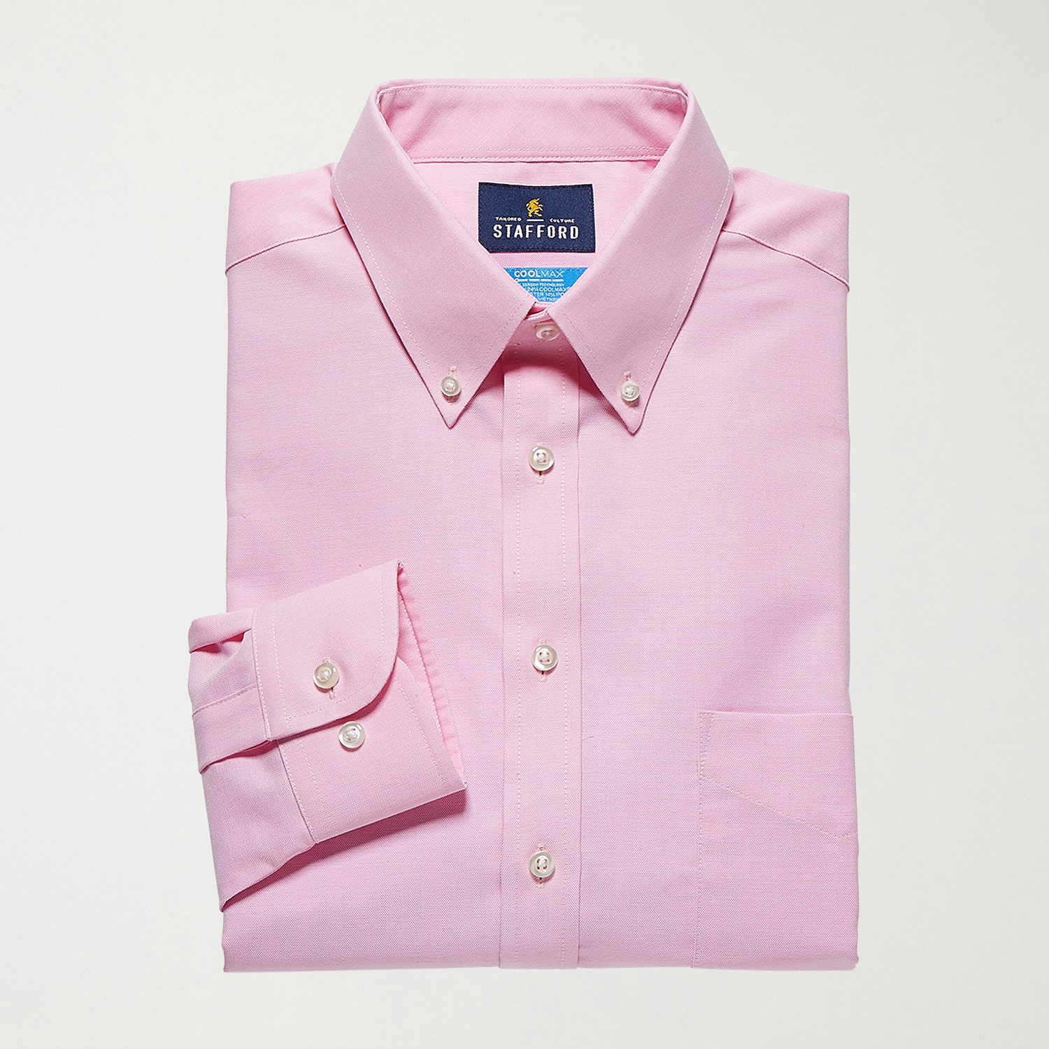 Stafford Coolmax All Season Ecomade Mens Classic Fit STRETCH FABRIC Wrinkle Free Long Sleeve Dress Shirt