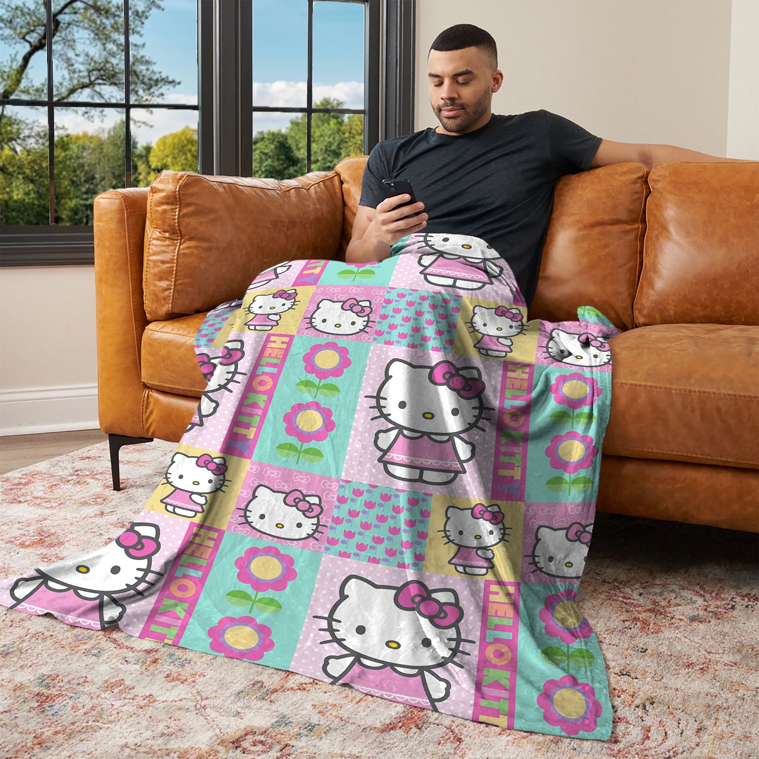 Northwest Hello Kitty Spring Patchwork 50x70 Hello Kitty Lightweight Throw