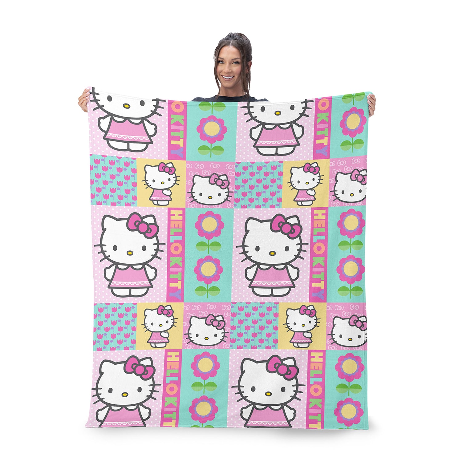 Northwest Hello Kitty Spring Patchwork 50x70 Hello Kitty Lightweight Throw