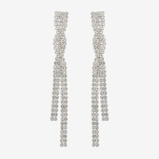 Bijoux Bar Silver Tone Womens Glass Drop Earrings