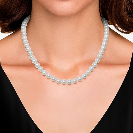 Cultured Freshwater Pearl 18 Inch Strand Necklace in 14K Gold