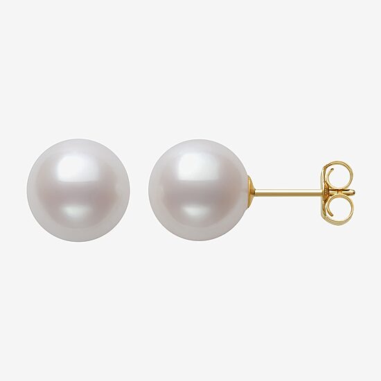 Sofia White Cultured Freshwater Pearl 10K Gold 9mm Ball Stud Earrings