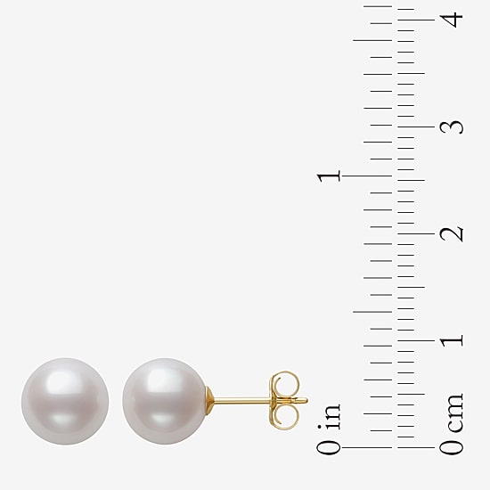 Sofia White Cultured Freshwater Pearl 10K Gold 8mm Ball Stud Earrings