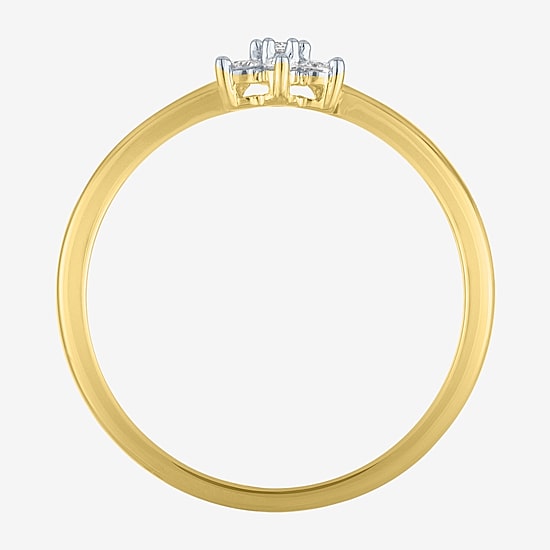 (Gh / Si2 I1) Womens 1/6 CT. T.W. Lab Grown White Diamond 10K Gold Flower Delicate Stackable Ring